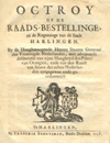 Octroy op de raads-bestellinge en de regeeringe van de stadt Harlingen
