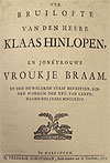 Ter bruilofte van den heere Klaas Hinlopen en jonkvrouwe Vroukje Braam