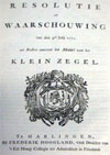 Resolutie en waarschouwing van den 9en julii 1771