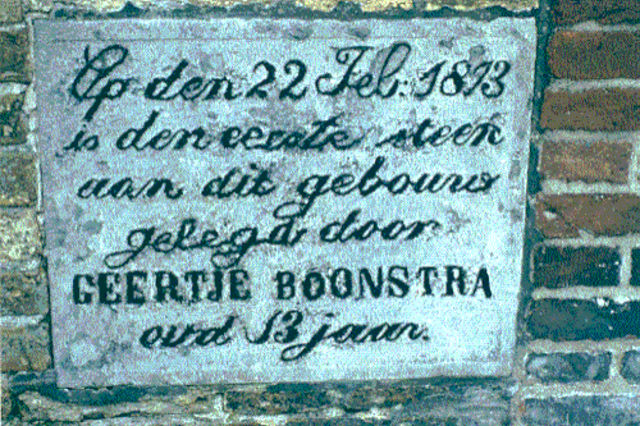 Gevelsteen/opschrift Bildtstraat 13, Harlingen