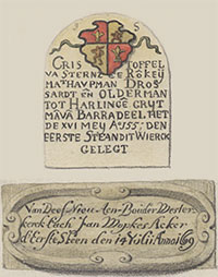 illustratie lijst van grafschriften in de Grote of Nederlands Hervormde kerk